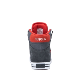 Mens Supra High Top Shoes VAIDER Dk Grey/Risk Red/white | AU-51564